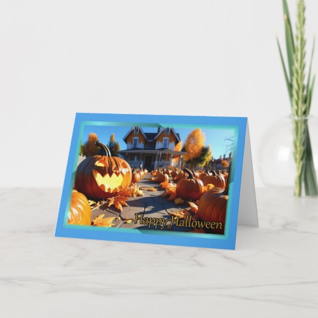 Laughing Jack-O-Lantern Halloween Card (Front)