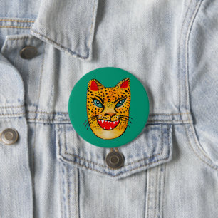 Laughing Jaguar Watercolor Button