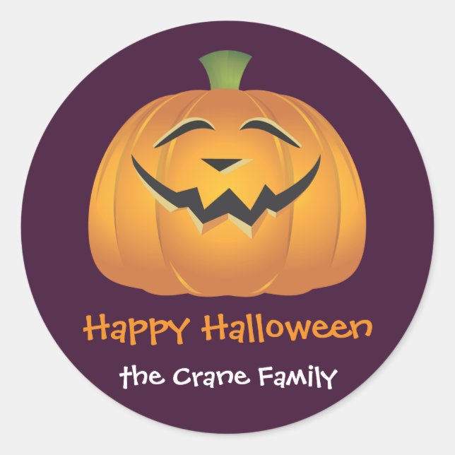 Laughing jolly pumpkin custom Halloween gift tag (Front)