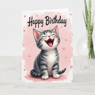 Laughing Kitten Birthday Card