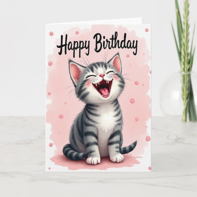 Laughing Kitten Birthday Card (Front)