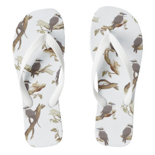 Laughing Kookaburra Australian Bird Eucalyptus  Flip Flops