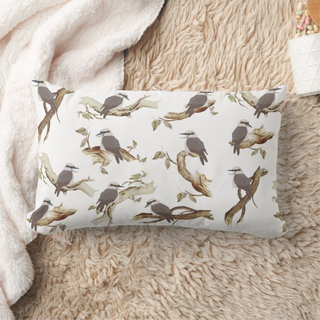Laughing Kookaburra Australian Bird Eucalyptus  Lumbar Pillow (Blanket)