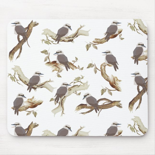 Laughing Kookaburra Australian Bird Eucalyptus  Mouse Pad (Front)