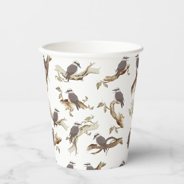 Laughing Kookaburra Australian Bird Eucalyptus  Paper Cups (Front)
