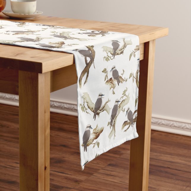 Laughing Kookaburra Australian Bird Eucalyptus  Short Table Runner (In Situ)