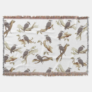 Laughing Kookaburra Australian Bird Eucalyptus  Throw Blanket