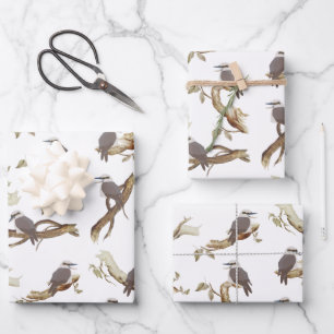 Laughing Kookaburra Australian Bird Eucalyptus  Wrapping Paper Sheet