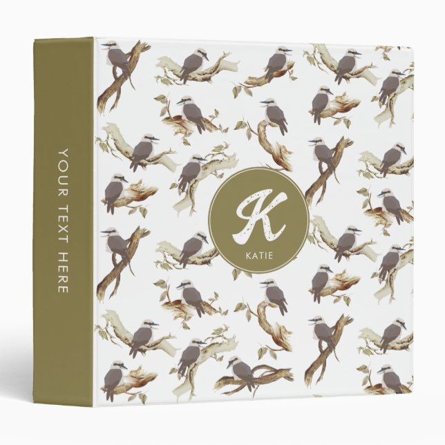 Laughing Kookaburra Australian Eucalyptus Monogram Binder (Front/Spine)