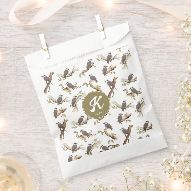 Laughing Kookaburra Australian Eucalyptus Monogram Favour Bag (Clipped)
