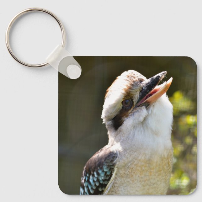 Laughing Kookaburra perched on branch Postcard Squ Keychain (Front)