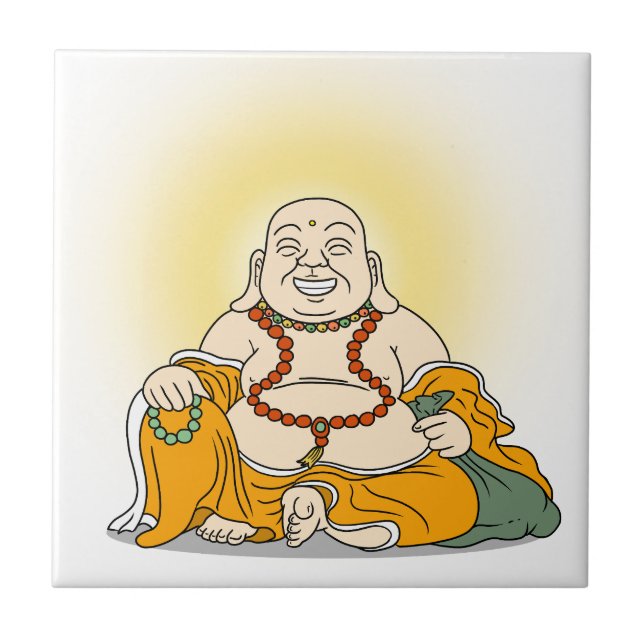 Laughing Maitreya Buddha ceramic tile (Front)