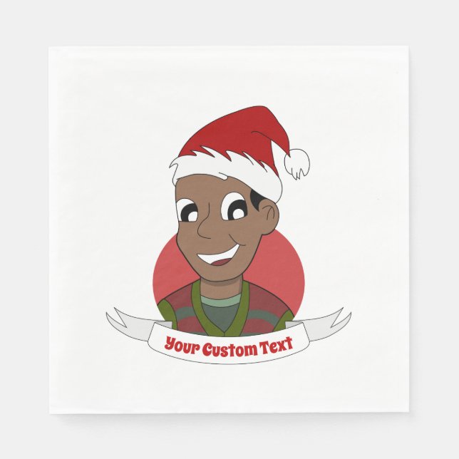 Laughing man Christmas cartoon Napkin (Front)