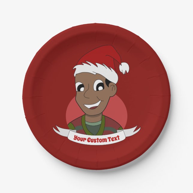 Laughing man Christmas cartoon Paper Plate (Front)