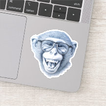 Laughing monkey with glasses