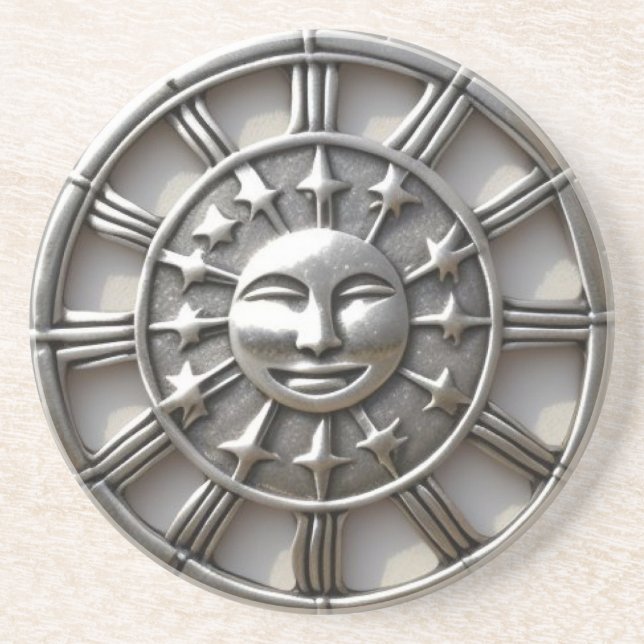Laughing Moon Face With Stars Coaster (Front)