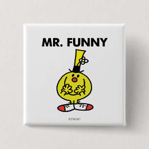 Laughing Mr. Funny With Flower 2 Inch Square Button