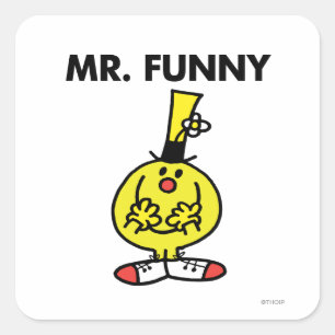 Laughing Mr. Funny With Flower Square Sticker