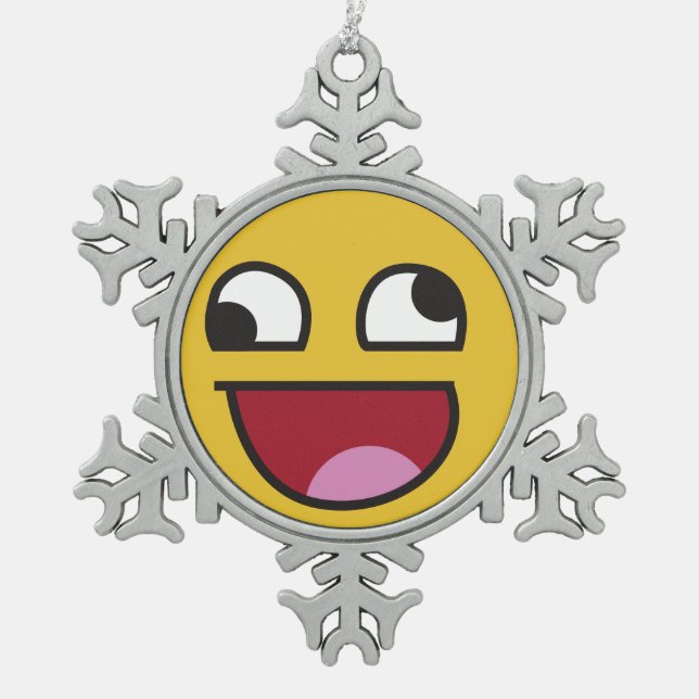 laughing out loud emoji snowflake pewter christmas ornament (Front)