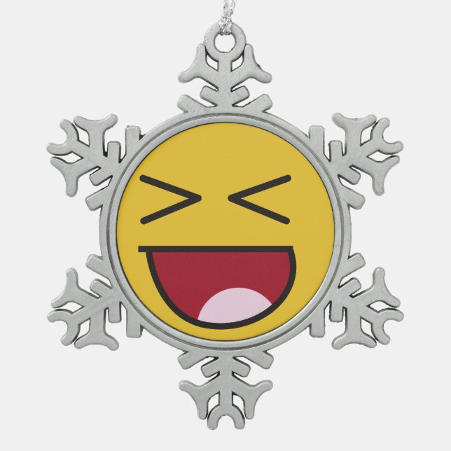laughing out loud emoji snowflake pewter christmas ornament (Front)