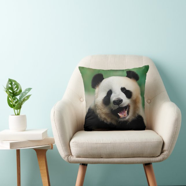 Laughing Panda Throw Pillow (Chair)