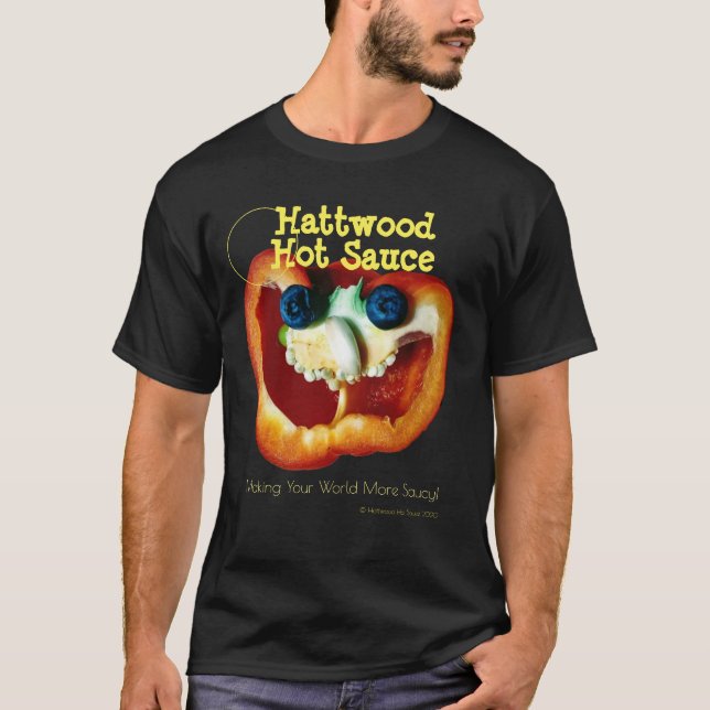 Laughing Pepper Face by Hattwood Hot Sauce T-Shirt (Front)