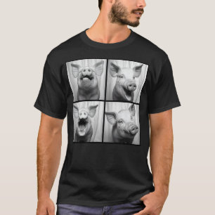 Laughing Pig Lover Retro Portrait Hog Farmer Funny T-Shirt