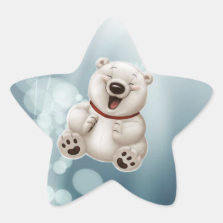 Laughing polar teddy-bear star sticker
