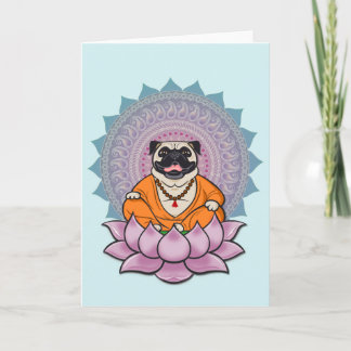 Laughing Pug Mandala Greeting Card