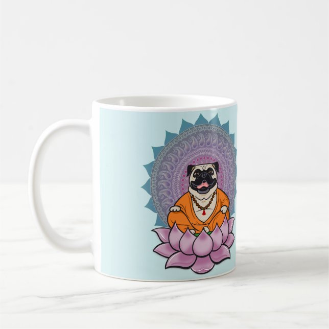 Laughing Pug Mandala Mug (Left)