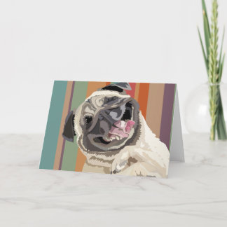 Laughing Pug personalizable greeting card