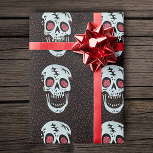 Laughing Red Glitter Eye Skull Wrapping Paper
