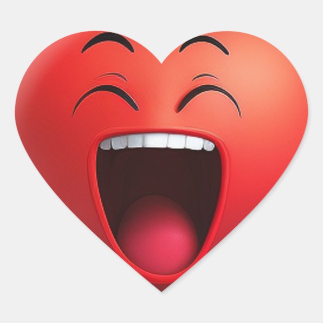 Laughing Red Heart Expression Sticker (Front)