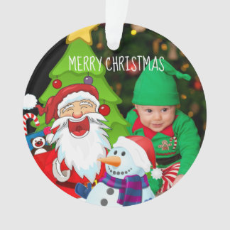 Laughing Santa and Snowman Christmas Baby Photo