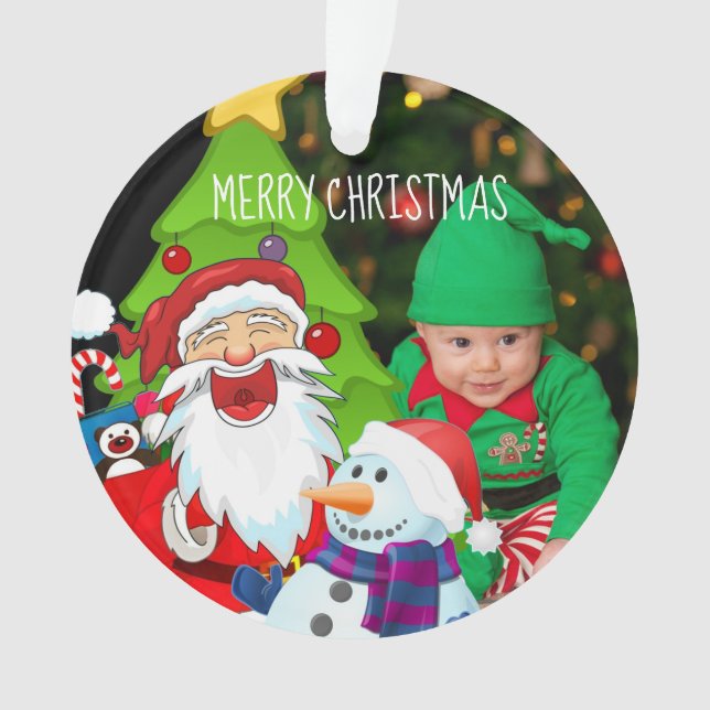 Laughing Santa and Snowman Christmas Baby Photo (devant)
