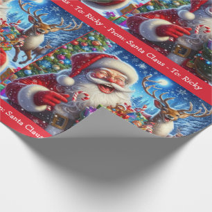 Laughing Santa Claus Add Boy Girl's Name Christmas Wrapping Paper