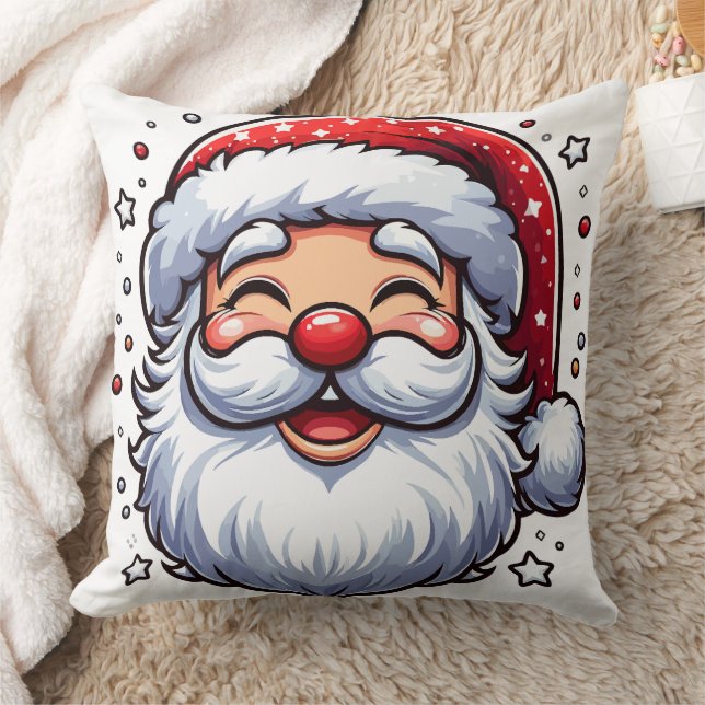 Laughing Santa Clause  Throw Pillow (Blanket)