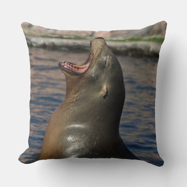 Laughing Seal Throw Pillow (Front)