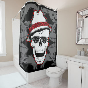 Laughing Skull in Hat Shower Curtain