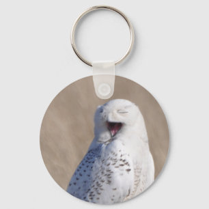 Laughing Snowy Owl Keychain