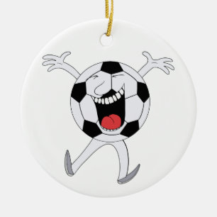Laughing Soccer Ball Mascot Ceramic Ornament