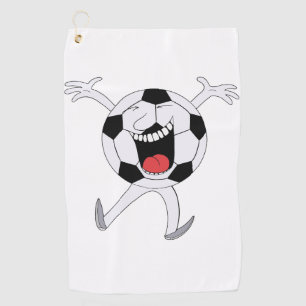 Laughing Soccer Ball Mascot Golf Towel