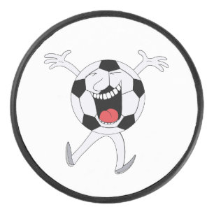 Laughing Soccer Ball Mascot Hockey Puck