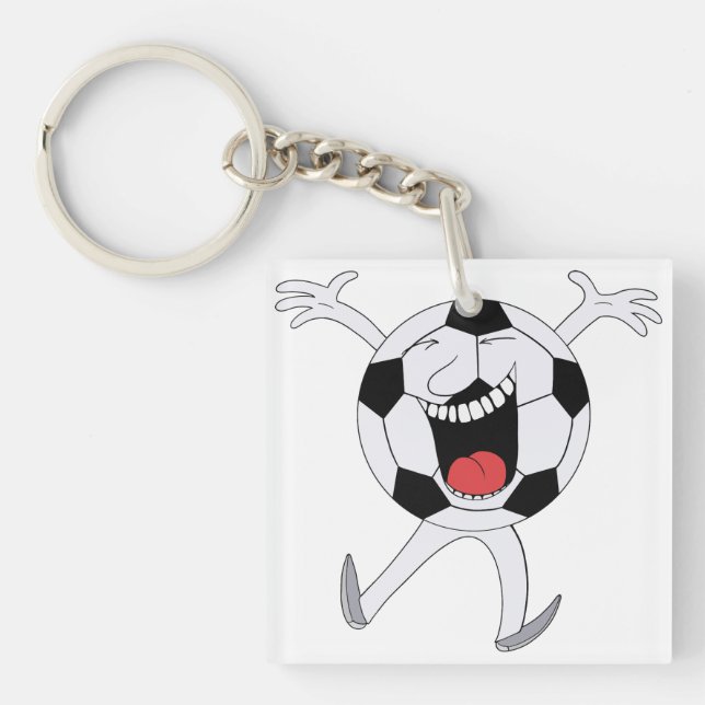Laughing Soccer Ball Mascot Keychain (Front)