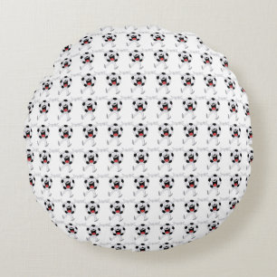 Laughing Soccer Ball Mascot Round Pillow