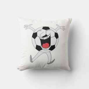 Laughing Soccer Ball Mascot Throw Pillow