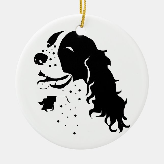 Laughing Spaniel Ceramic Ornament (Front)