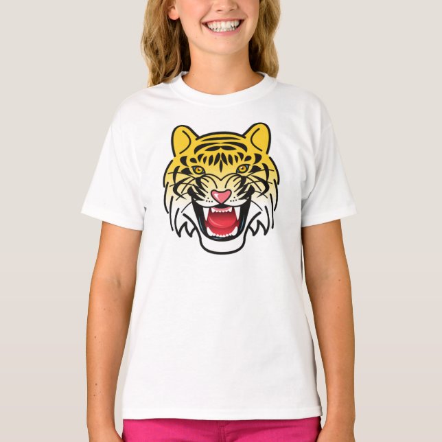 Laughing Tiger Face Artwork T-Shirt (Front)