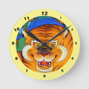 Laughing Tiger - Tibet, Himalayas (clock) Round Clock