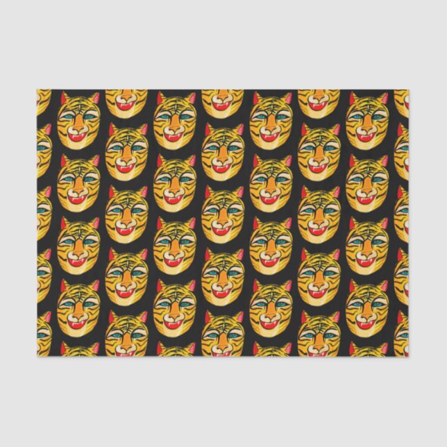 Laughing Tiger Watercolor Pattern Tissue Paper (Front)